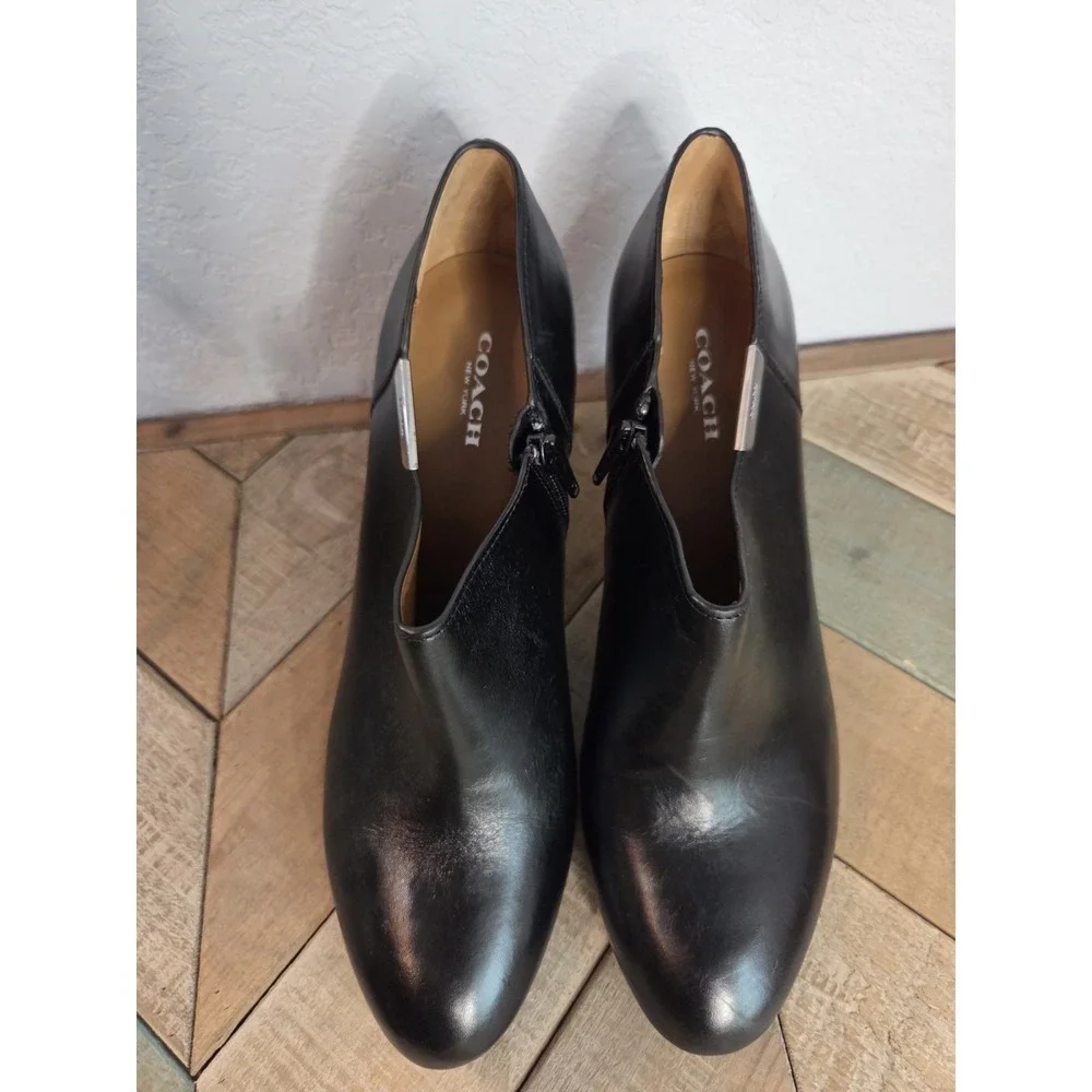 Coach Seneca Women's Leather Stiletto Ankle Boots Booties‎ Shoes Brown Size 9.5B